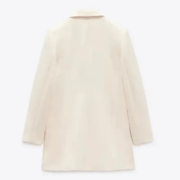 ZARA DOUBLE BREASTED LONG BLAZER COAT JACKET ECRU XS - Picture 11 of 12